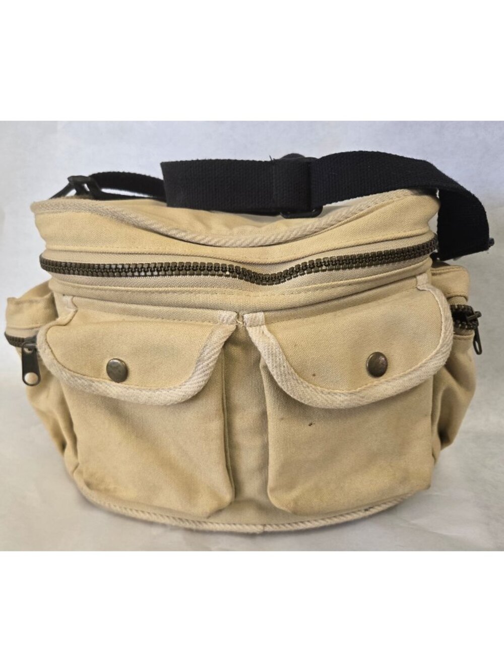 J. Peterman Canvas Insulated Cooler With Zipper Pockets 8X12 Outdoors Picnic
